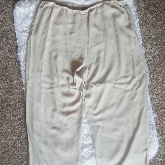 Eileen Fisher Tan Crop Crepe Lightweight Pull on Elastic Waist Pants Size Large - Picture 1 of 6